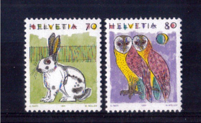 1991 - LOTTO/SVI1365CPN - SVIZZERA - ANIMALI 2v. - NUOVI
