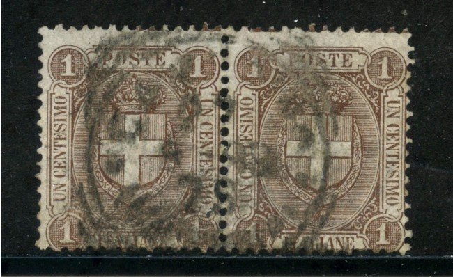 1896 - REGNO - 1cent. BRUNO STEMMA - COPPIA USATI - LOTTO/29853
