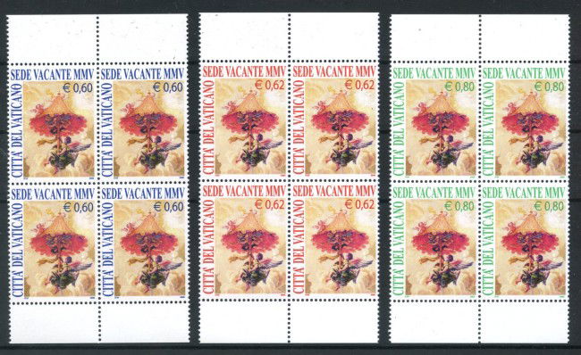 2005 - LOTTO/12686Q - VATICANO - SEDE VACANTE 3v. - QUARTINE  NUOVI