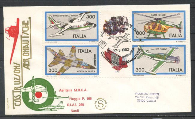 1982 - REPUBBLICA - LOTTO/42547 - COSTRUZIONI AERONAUTICHE BUSTA FDC