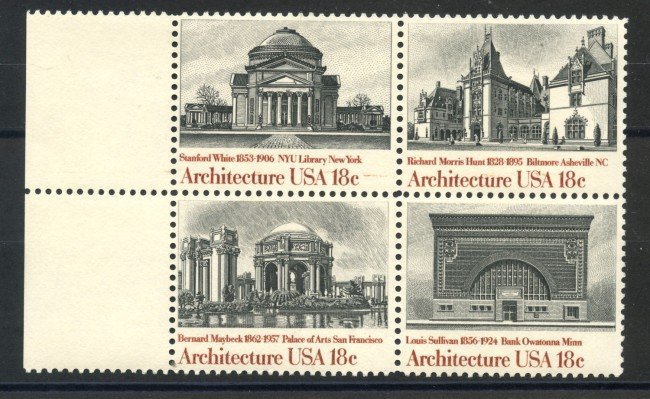 1981 - STATI UNITI - ARCHITETTURA AMERICANA 4v. - NUOVI - LOTTO/35693
