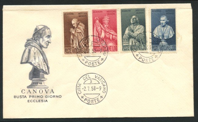 1958 - LOTTO/16197 - VATICANO - ANTONIO CANOVA - BUSTA FDC