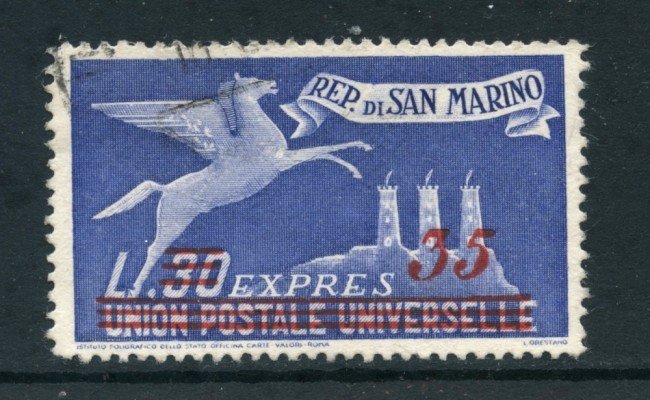 1947/48 - SAN MARINO - 35 SU 30 LIRE  ESPRESSO - USATO - LOTTO/27224