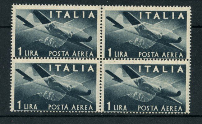1946 - LOTTO/17426Q - REPUBBLICA - 1 LIRA POSTA AEREA - QUARTINA