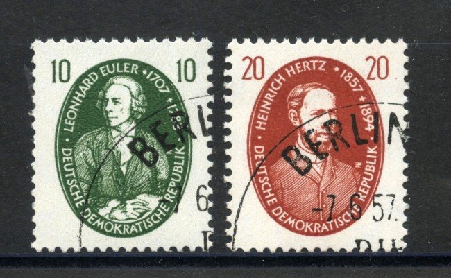 1957 - GERMANIA DDR - 10/20p. SCIENZIATI - USATI - LOTTO/36142
