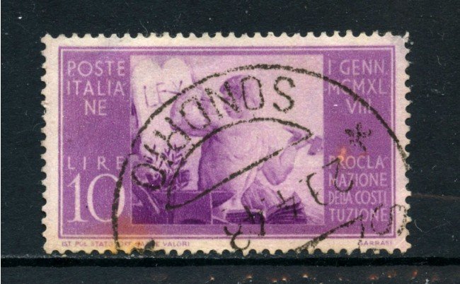 1948 - ITALIA REPUBBLICA - 10 LIRE COSTITUZIONE FILIGRANA NORMALE SINISTRA - USATO - LOTTO/25227