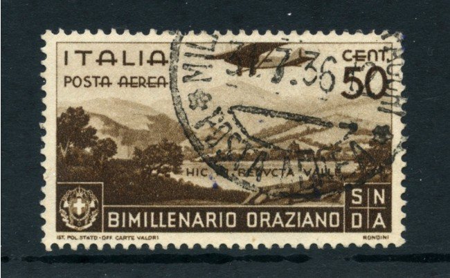 1936 - ITALIA REGNO - POSTA AEREA 50c.BIMILLENARIO ORAZIO - USATO - LOTTO/25245