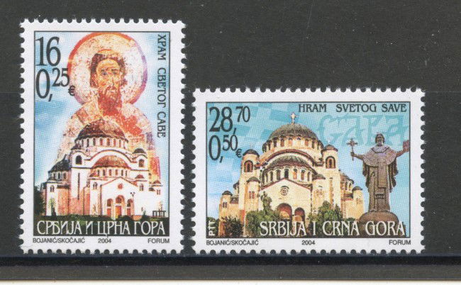 2004 - SERBIA MONTENEGRO - LOTTO/37646 - CHIESA  SAIT-SAVA 2v. - NUOVI