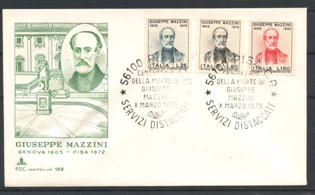 1972 - REPUBBLICA - LOTTO/39118 - G.MAZZINI - BUSTA FDC