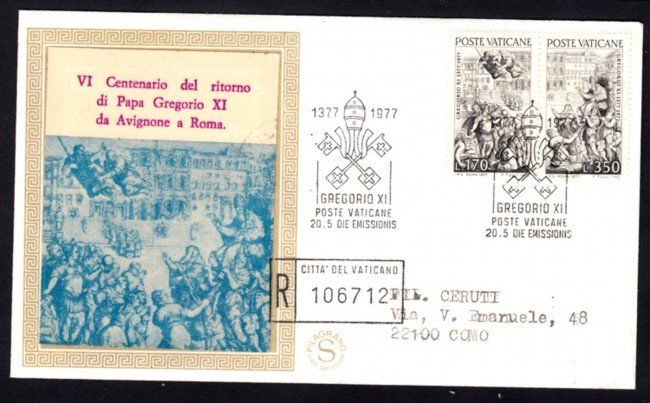 1977 - LOTTO/13337 - VATICANO - PAPA GREGORIO XI° - BUSTA FDC