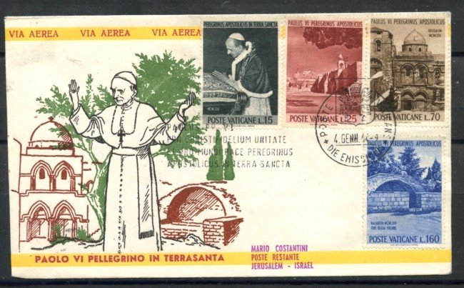 1964 - VATICANO - IL PAPA IN TERRASANTA - BUSTA FDC VIAGGIATA - LOTTO/27696