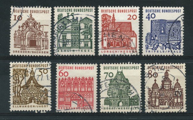 1964/65 - LOTTO/18858 - GERMANIA FEDERALE - EDIFICI 8v. - USATI