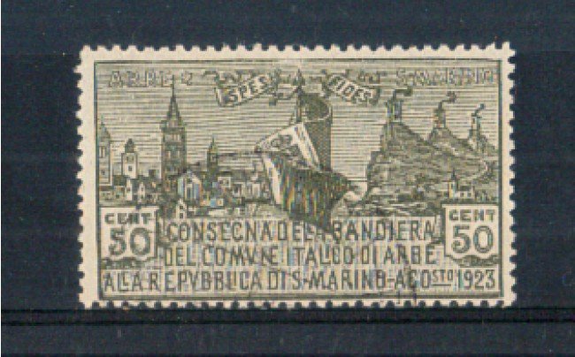 1923 - LOTTO/RSM88U - SAN MARINO - BANDIERA DI ARBE USATO