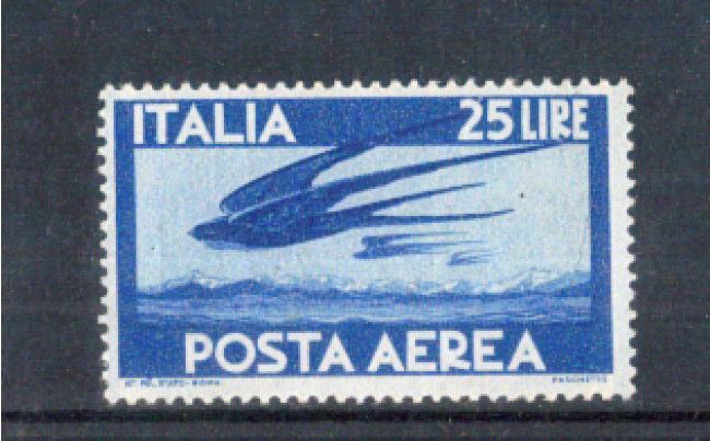 1945 - LOTTO76013N - REPUBBLICA - POSTA AEREA 25 LIRE AZZURRO - NUOVO