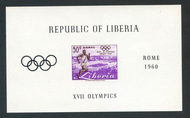 1960 - LIBERIA - OLIMPIADI DI ROMA - FOGLIETTO NUOVO - LOTTO/29354