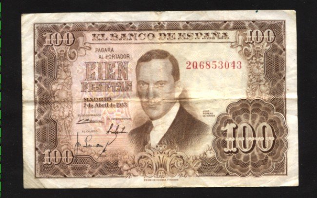 SPAGNA - 1953 -  LOTTO/10458 - 100 PESETAS JULIO ROMERO