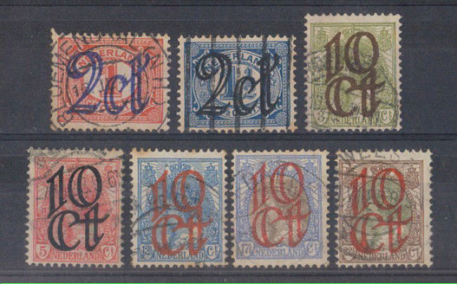 1923 - LOTTO/8639U - OLANDA - SOPRASTAMPATI 7v. - USATI
