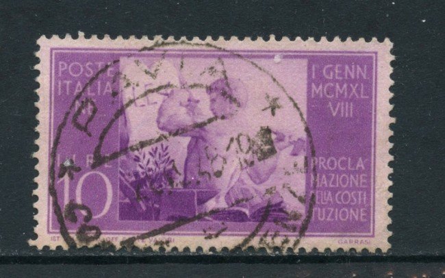 1948 - ITALIA REPUBBLICA - 10 LIRE COSTITUZIONE FILIGRANA  NORMALE DESTRA - USATO - LOTTO/25226