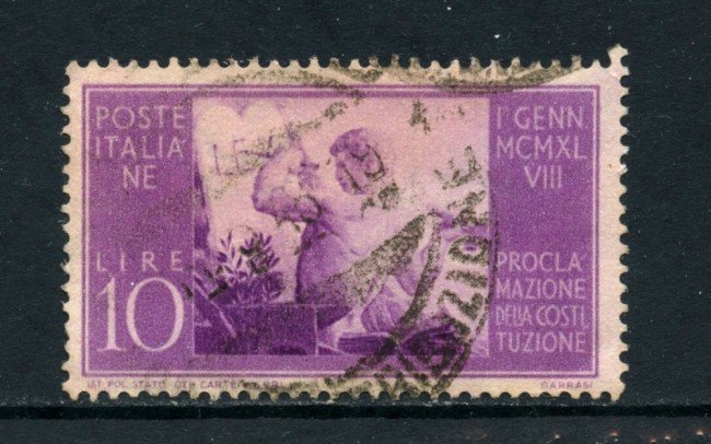 1948 - ITALIA REPUBBLICA - 10 LIRE COSTITUZIONE FILIGRANA NORMALE DESTRA - USATO - LOTTO/25226A