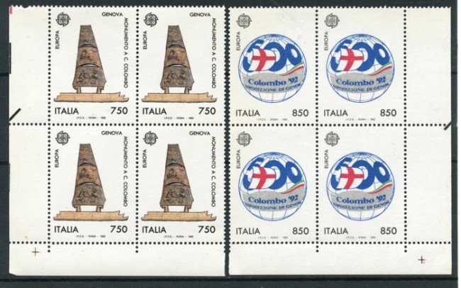 1992 - LOTTO/6987Q - REPUBBLICA - EUROPA SCOPERTA DELL'AMERICA 2v. - QUARTINE NUOVI