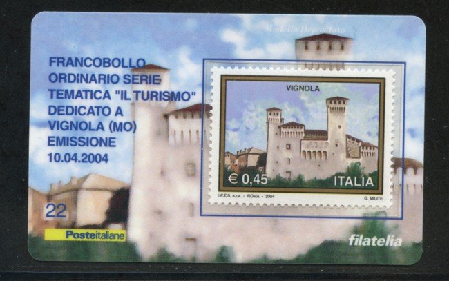 2004 - LOTTO/20918 - REPUBBLICA - 45c. TURISMO VIGNOLA - TESSERA FILAT.