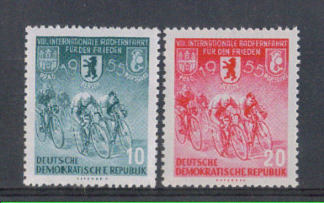 1955 - LOTTO/5167 - GERMANIA ORIENTALE - 8° CORSA CICLISTICA 2v.