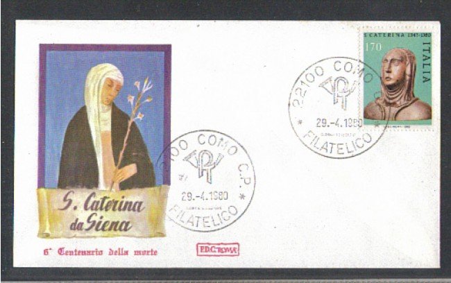 1980 - LOTTO/6718ZB - REPUBBLICA - SANTA CATERINA - FDC