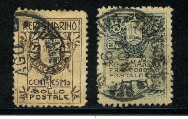 1910 - LOTTO/16060- SAN MARINO - STEMMA II° TIPO 2v. - USATI