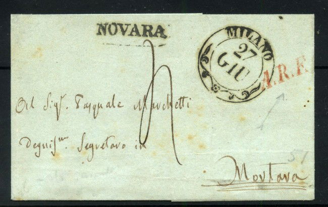 1846  - LOMBARDO VENETO - LOTTO/42697 - PREFILATELICA DA MILANO A MORTARA