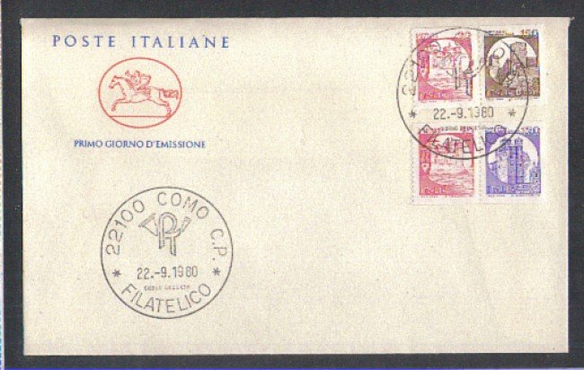 1980 - LOTTO/6726ZC - REPUBBLICA - CASTELLI IN BOBINA - FDC