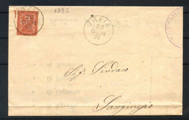 1896 - REGNO - LOTTO/42193 - 2 cent. SU CIRCOLARE DA TREIA A SANGINESIO