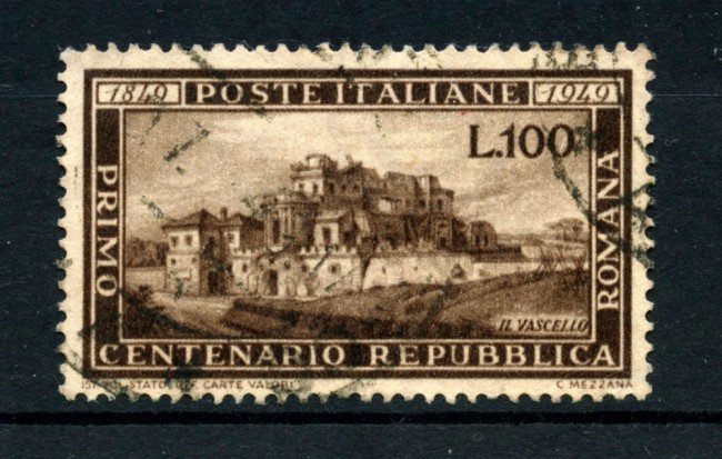 1949 - REPUBBLICA ITALIANA - 100 LIRE  CENTENARIO REPUBBLICA ROMANA - USATO - LOTTO/25003