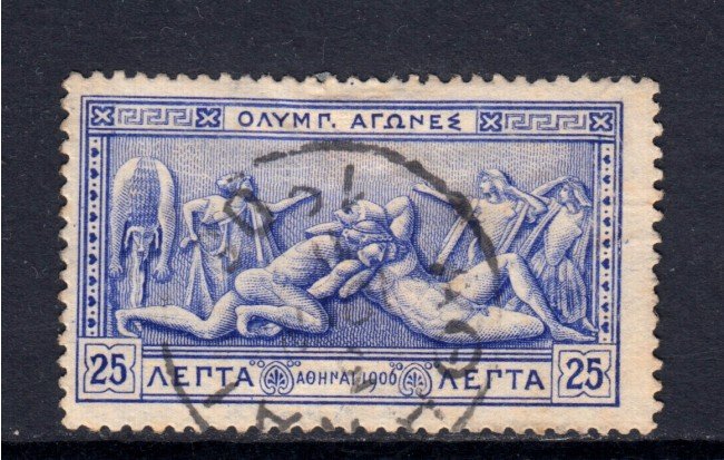1906 - GRECIA - 25l. OLTREMARE ANNIVERSARIO OLIMPIADI - USATO - LOTTO/32308