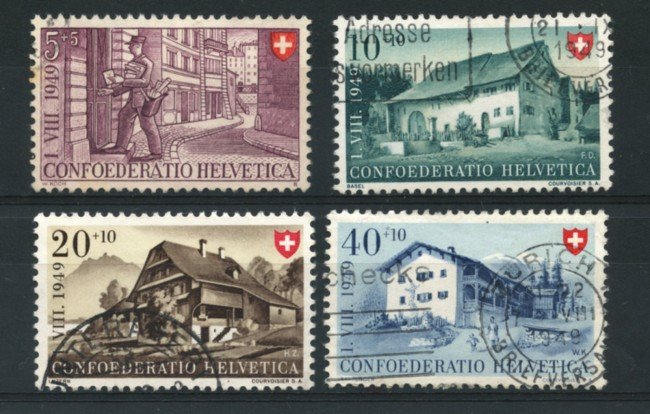 1949 - LOTTO/15264 - SVIZZERA - PRO PATRIA 4 VALORI - USATI