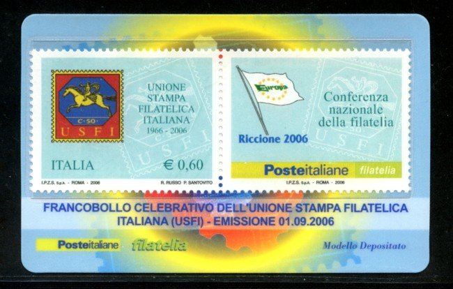 2006 - LOTTO/20988 - REPUBBLICA - 60c. STAMPA FILATELICA - TESSERA FILAT.