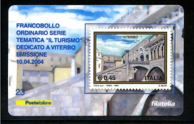 2004 - LOTTO/20919 - REPUBBLICA - 45c. TURISMO VITERBO - TESSERA FILAT.