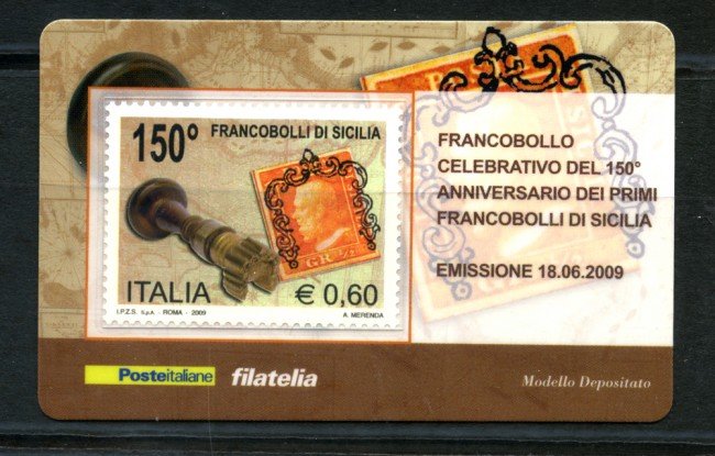 2009 - LOTTO/22725 - REPUBBLICA - FRANCOBOLLI DI SICILIA - TESSERA FILATELICA