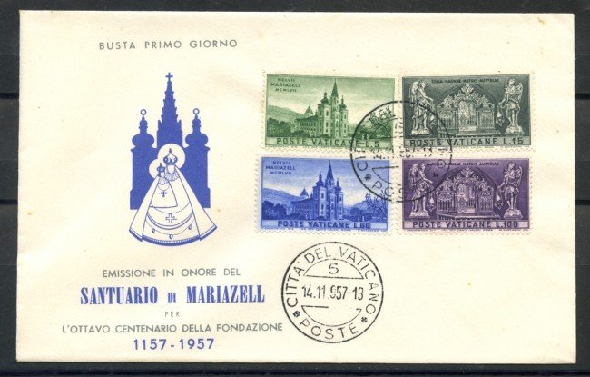 1957 - VATICANO - SANTUARIO DI MARIAZELL - BUSTA FDC - LOTTO/27709
