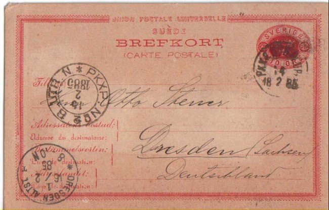 1885 - LBF/2806  - SVEZIA - CARTOLINA POSTALE