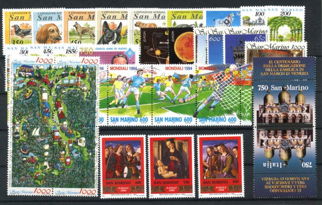 1994 - SAN MARINO - LOTTO/42981 - ANNATA COMPLETA 33 v. + 2 FOGLIETTI NUOVI