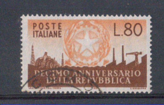 1956 - LOTTO/6304U - REPUBBLICA - 80 L. ANNIVERSARIO REPUBBLICA 