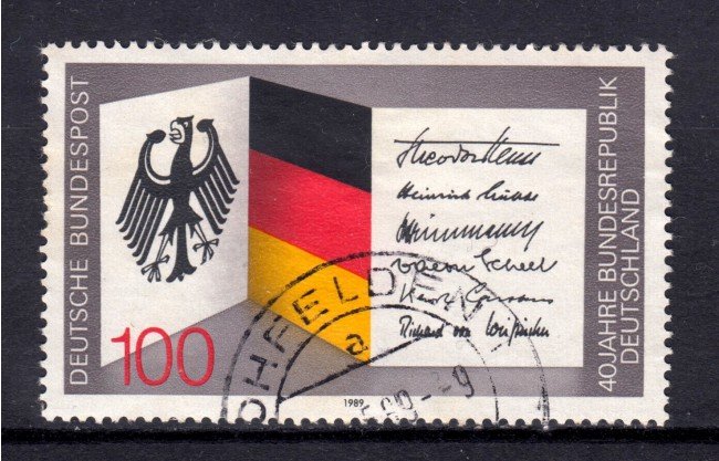1989 - GERMANIA FEDERALE - 100p. ANNIVERSARIO REPUBBLICA - USATO - LOTTO/31301U