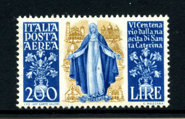 1948 - REPUBBLICA - LOTTO/43040 - 200 LIRE POSTA AEREA SANTA CATERINA - TRACCIA DI LINGUELLA