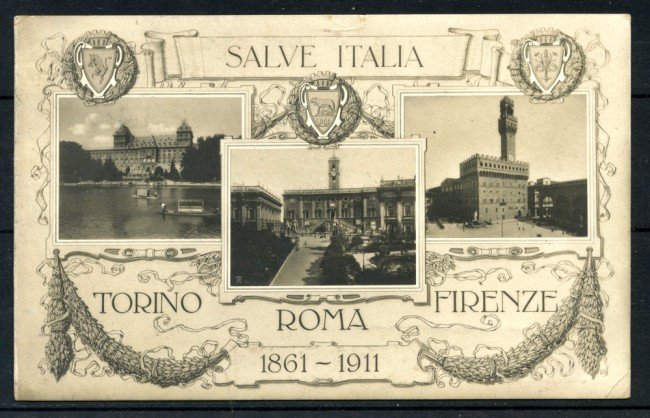 1911 - ITALIA - LOTTO/25185 -  SALVE ITALIA CARTOLINA ILLUSTRATA DEL 50° - VIAGGIATA -