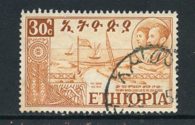 1952 - ETHIOPIA - 30c. RITORNO DALL'ERITREA - USATO - LOTTO/28699