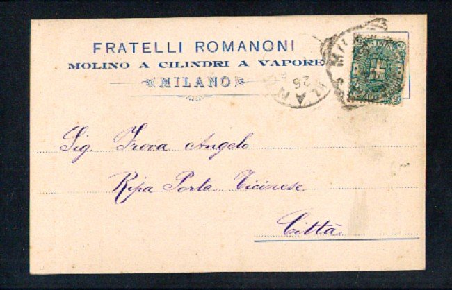 MILANO - 1896 - LOTTO/10781 - FLLI. ROMANONI MOLINO A VAPORE - CARTOLINA