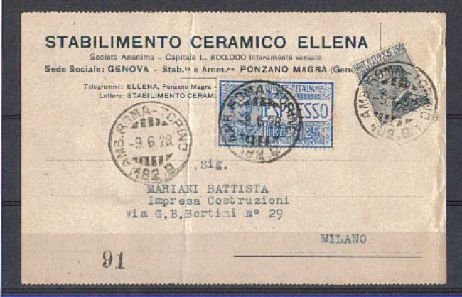 1928 - LOTTO/507 - AMBULANTE ROMA/TORINO