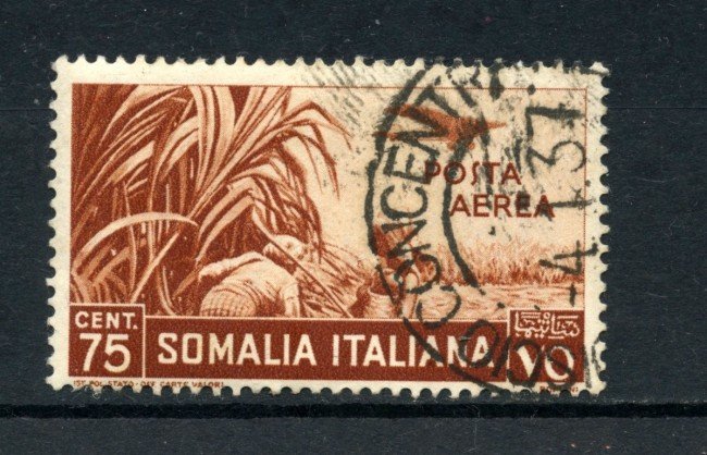 1936 - SOMALIA - 75c. POSTA AEREA PITTORICA - USATO - LOTTO/30210