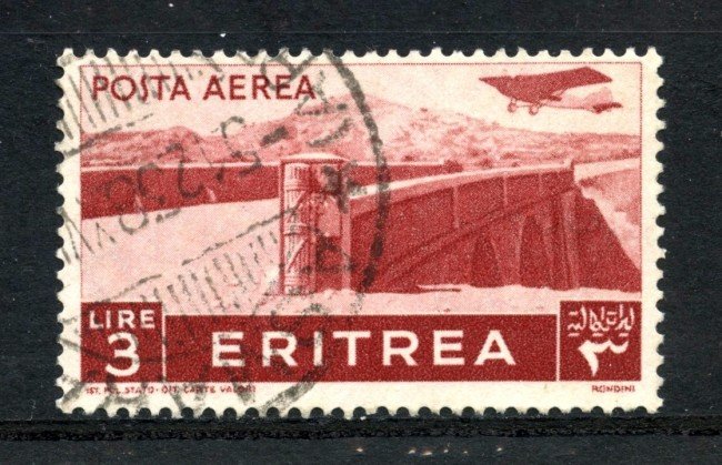 1936 - ERITREA -  LOTTO/ERITA24U - POSTA AEREA - 3 LIRE PITTORICA - USATO - 