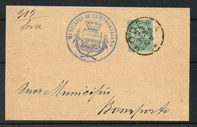 1889 - REGNO - LOTTO/42673 - 5 CENT. UMBERTO I° SU PIEGO AFFARIDI LEVA DA MODENA 